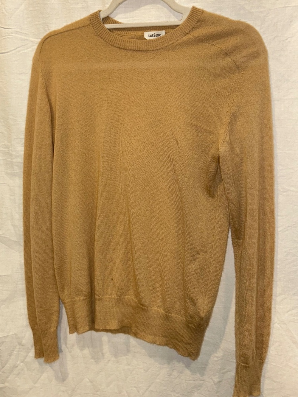 toteme 100% cashmere camel khaki ultra fine crew neck sweater S